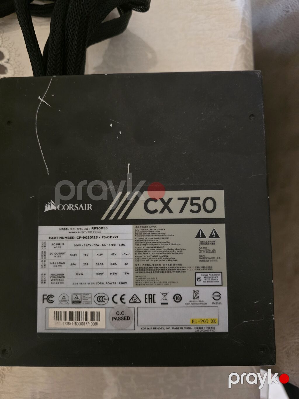Qida bloku Corsair, 750 W, İşlənmiş — Qida bloklari, Bakı (2)