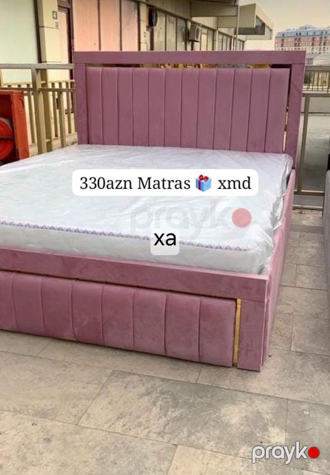 Mebel: Yumşaq başlıq və karkaslı çarpayı + hədiyyə matrasiya dair elan — Xırdalan