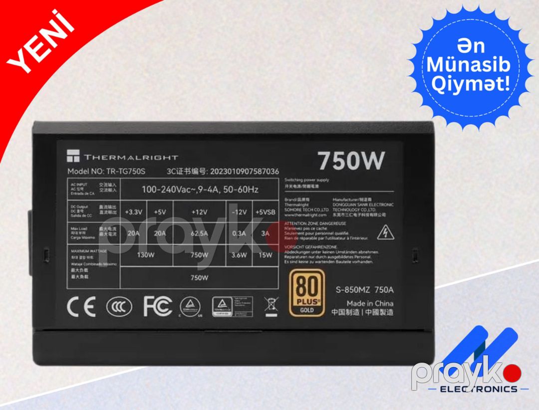 Qida Bloku thermalrıght TR-TG750S 80+ gold 750W — Kompüterlər və noutbuklar, Bakı (3)