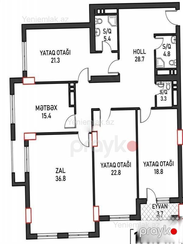 Satılır 4 otaqlı Bina evi menzil (Köhnə tikili), 163 m², Binəqədi rayonu — Mənzil, Bakı (7)