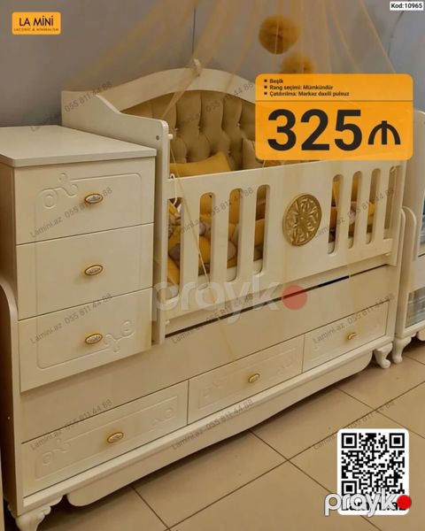 Beşik – kod: 10965 - Model: La Mini beşik-komod kombinəsi - Qiymət — Bakı