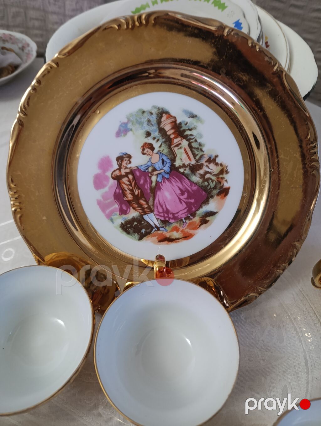 Çay dəsti, rəng - Qızılı, Farfor, Yaponiya — Süfrə qabı, Bakı (3)