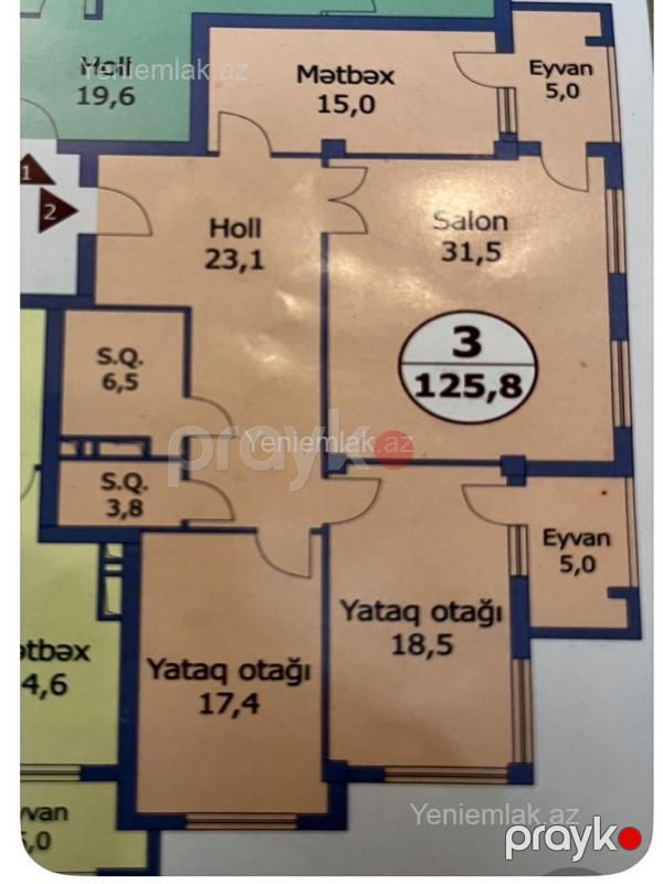 Satılır 3 otaqlı Bina evi menzil (Yeni tikili), 130 m², Nərimanov rayonu — Mənzil, Bakı (2)