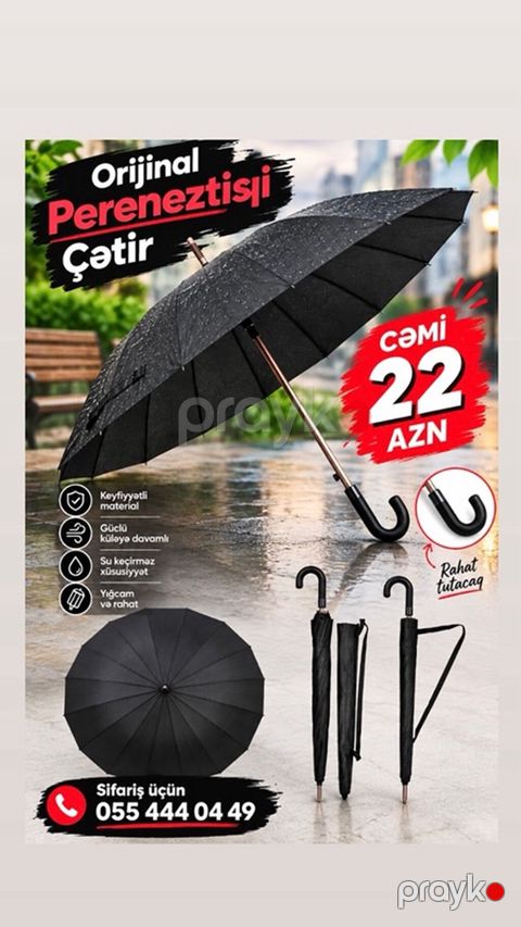 Orijinal pereneztili (suyu keçirməyən) qara çətir - Keyfiyyətli — Xırdalan
