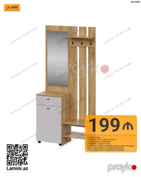 Dəhliz dolabı – La Mini (Kod: 5332) Xüsusiyyətlər: - Ölçülər: D 40 — Bakı