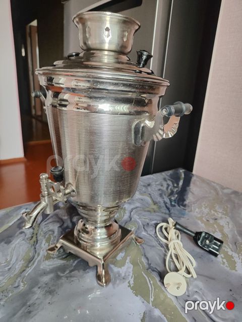 Sovetin Elektrik samovar 4 lit. - Klassik metal korpus, relyefli səth — Bakı