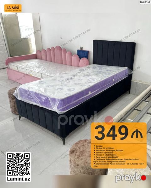 Çarpayı – Kod: 4165 - Ölçü: 90 200 sm - Mexanizm: Açılmayan — Bakı