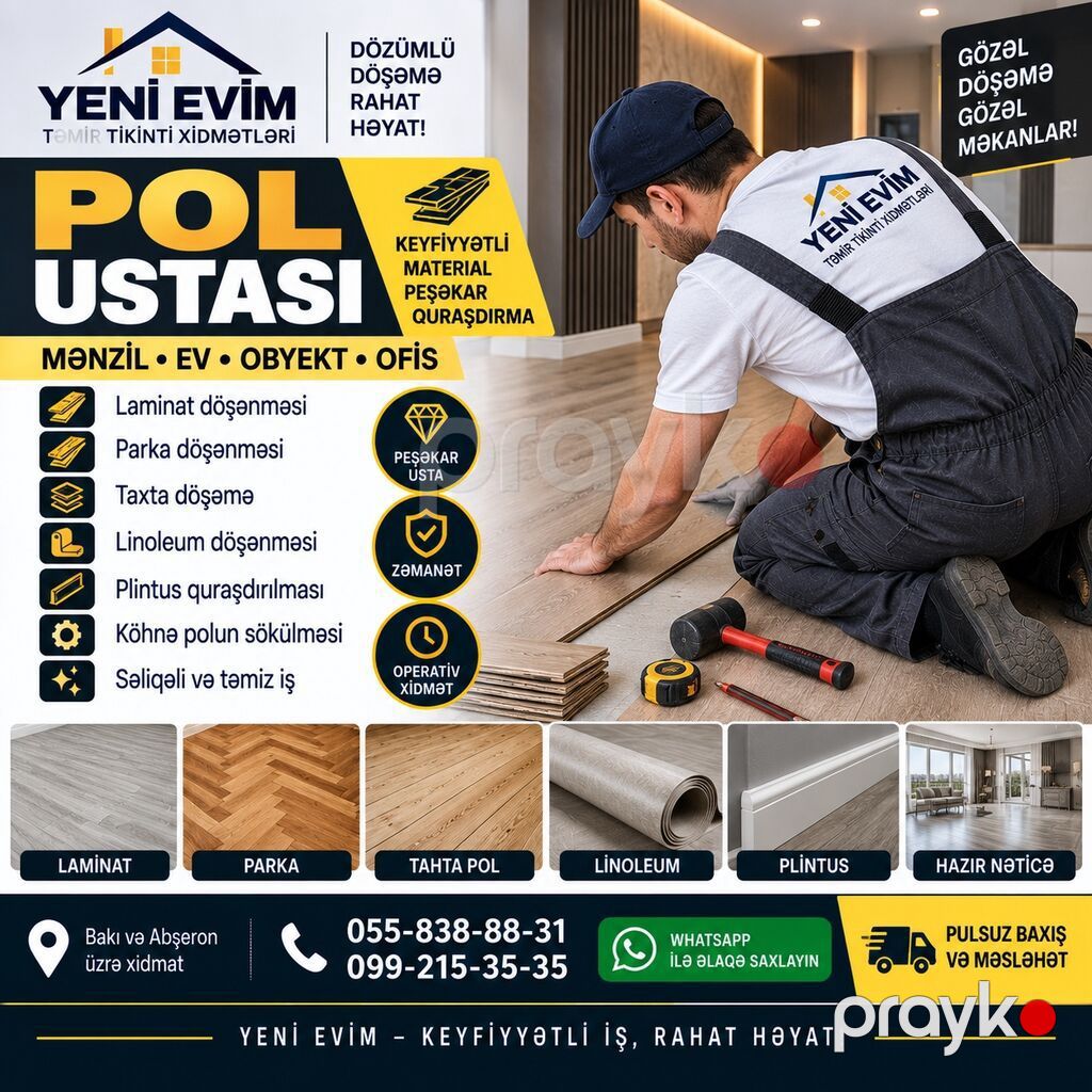 Yeni Evim – Aboy, Santexnik, Elektrik Ustası Xidmətləri — Təmir xidmətləri, Bakı (7)