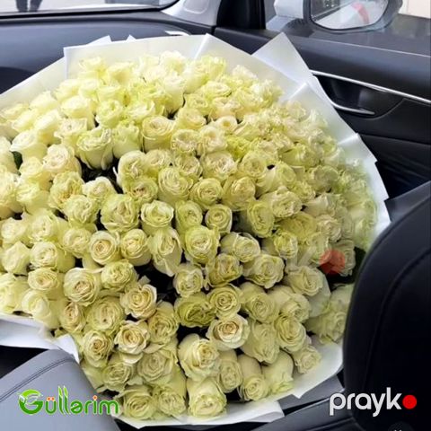 101 Ağ Qızıl Gül Buketi — Bakı