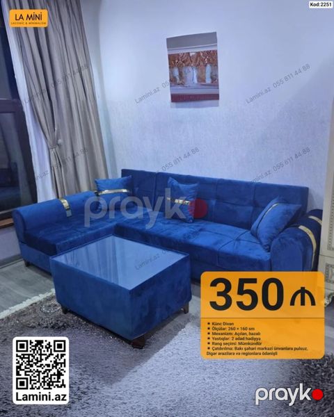 Məhsul: Künc divan + jurnal masası Xüsusiyyətlər: - Ölçülər: 260 — Bakı