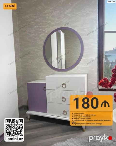 LA Mını Termo Güzgülü komod - Model kodu: 1348 - Komlekt: dairəvi — Bakı