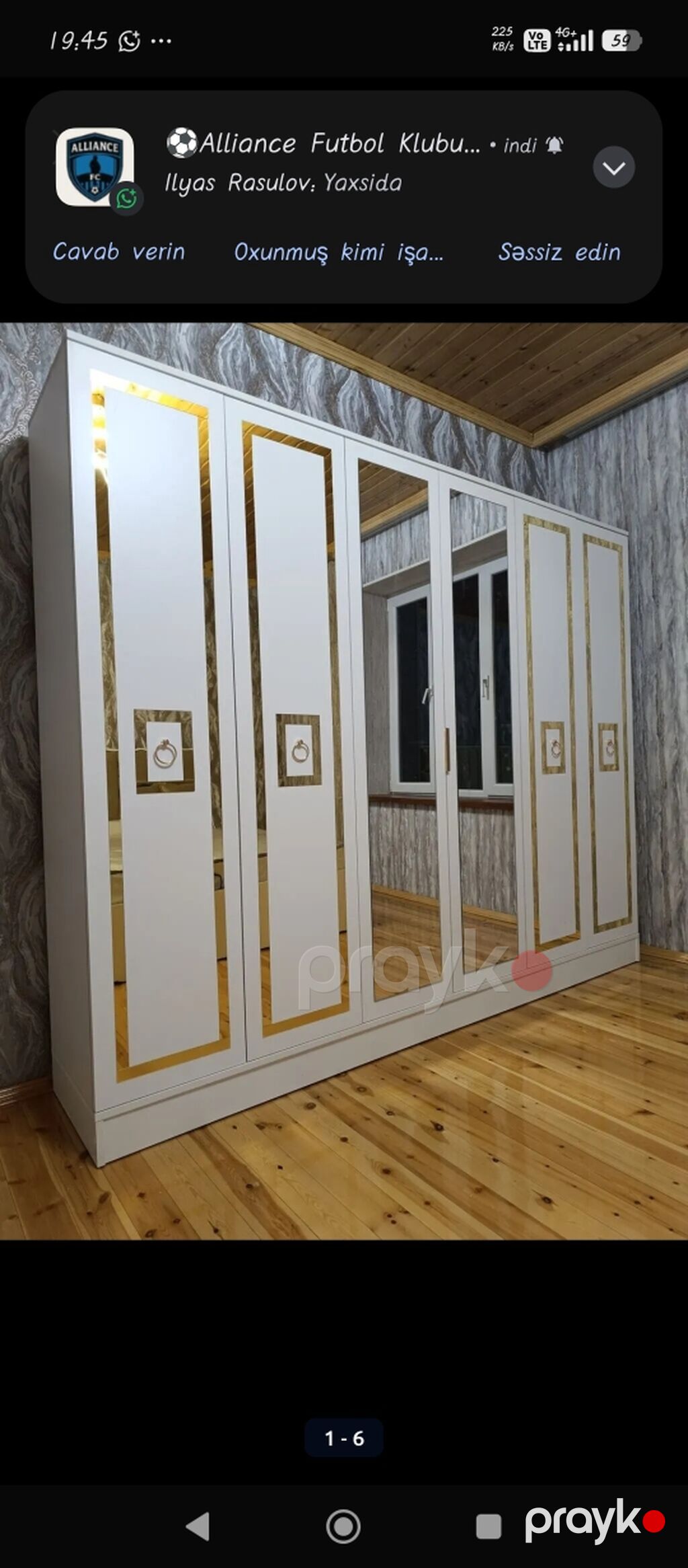 Yeni, 6 qapı, Güzgülü, Ağ, Açılan, Düz dolab — Şkaflar, Bakı (2)
