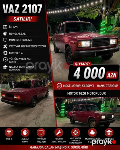 VAZ (Lada) 2107: 1.6 l 1998 il 9000 km — Bakı