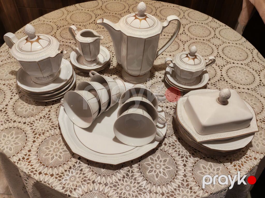 Çay dəsti, rəng - Ağ, Farfor, Weimar, 6 nəfərlik, Almaniya — Süfrə qabı, Bakı (2)