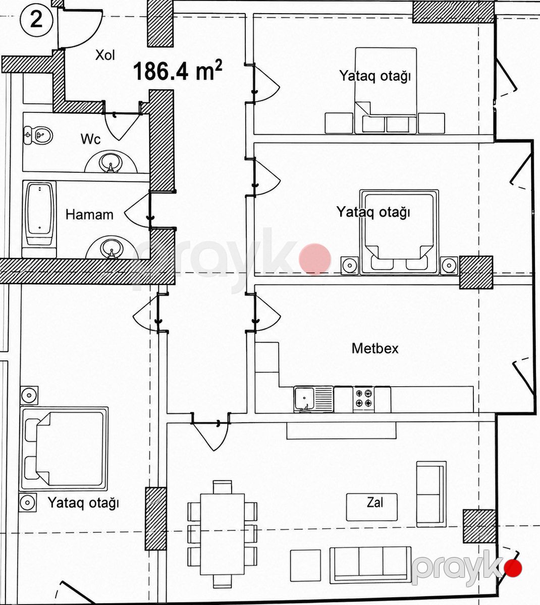 Satılır 4 otaqlı yeni tikili 186 m² — Mənzil, Bakı (2)