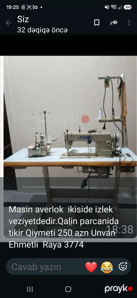 Sənaye tikiş avadanlığı dəsti - Dəst: düz tikiş maşını (Juki tipli) — Sumqayıt