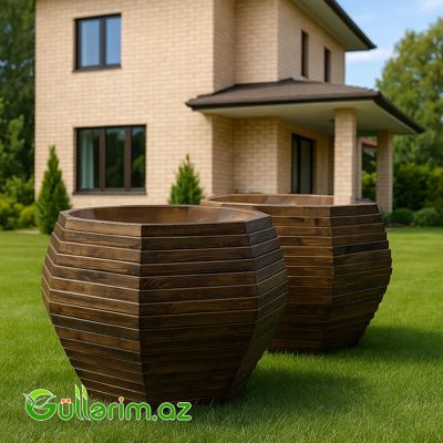 Taxta dibçək (Əl işi) 02 — Садовый декор