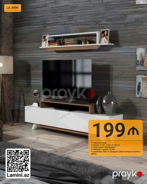 LA Mını televizor altlığı və divar rəfi dəsti - Model kodu: 1418 — Bakı