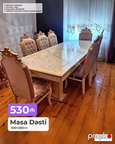 Məhsul: Masa Dəsti Ölçü: 100×200 sm Qiymət: 530 Təsvir — Bakı
