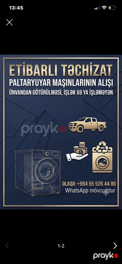 Etibarlı Təchizat – Paltaryuyanların alışı və satışı - Bütün növ — Bakı