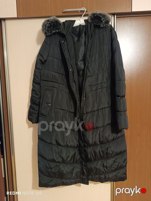 Qadınlar üçün uzun qış paltosu - Rəng: qara - Model: uzun, qış üçün — Bakı