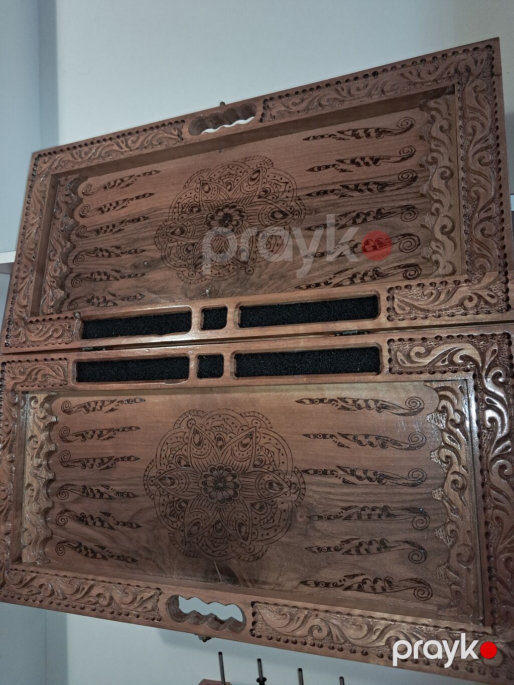 Əl oyma naxışlı taxta nərd taxtası - Material: Bütöv ağacdan (taxta) — Şax, şəkəh, nard, Bakı (4)
