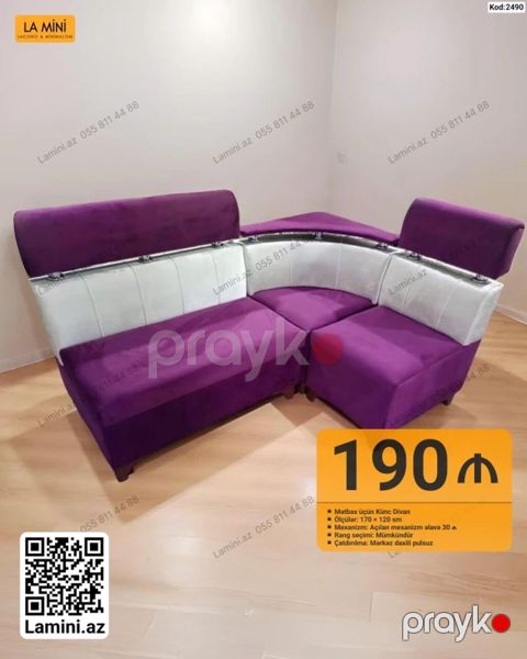 Mətbəx üçün künc divan - Ölçülər: 170 120 sm - Mexanizm: açılan — Bakı