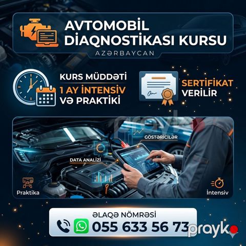 Avtomobil diaqnostikası kursu 1 aylıq kursdur, intensiv şəkildə — Bakı