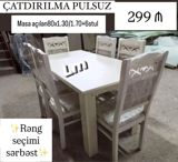 Yemək otağı dəsti – açılan masa + 6 stul - Masa ölçüsü: 80 x 130 sm — mebel_divan_sifarisle_ugur — Masalar və stullar