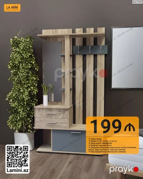 Dəhliz dolabı – LA Mını (Kod: 5336) - Ölçülər: D 40 H 200 E 90 sm — Bakı