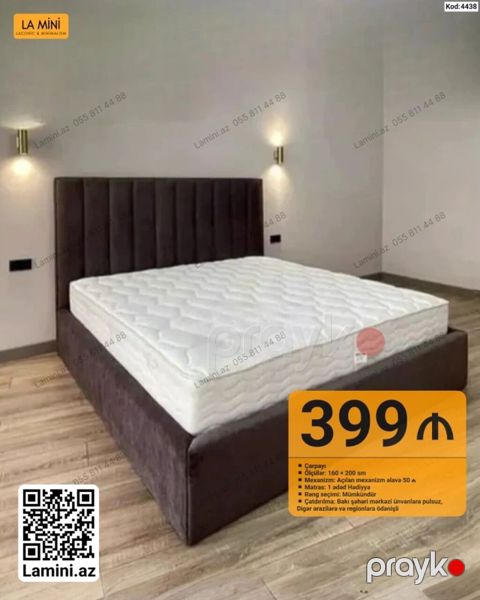 La Mini – Çarpayı (Kod: 4438) - Ölçü: 160 200 sm - Başlıq: Zolaqlı — Bakı