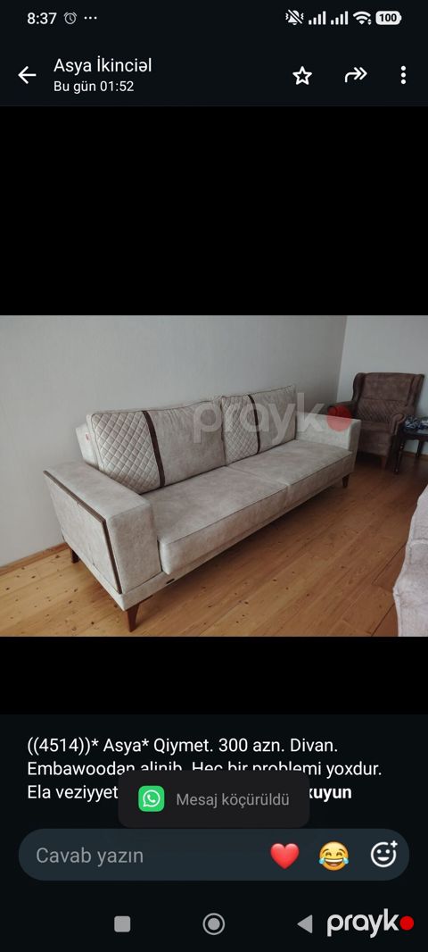 ((4514))* Asya* Qiymet. 300 azn. Divan. Embawoodan alinib. Heç bir — Bakı