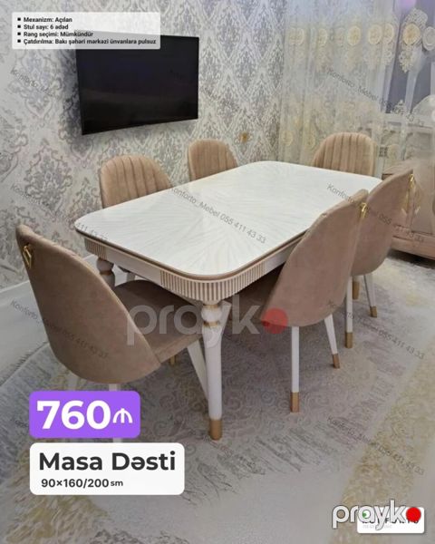 Masa Dəsti – 90×160/200 sm - Açıla bilən mexanizm: masa ölçüsü 160 — Bakı