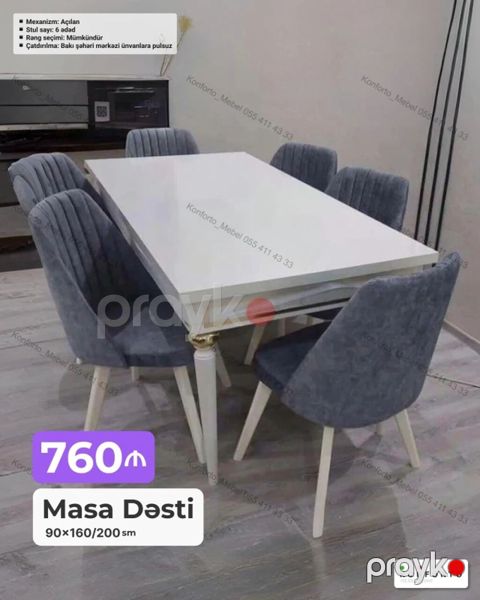 Masa Dəsti – 90×160/200 sm - Açılan mexanizmli masa: gündəlik 90×160 — Bakı