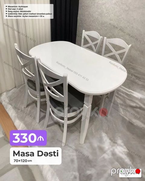 Masa Dəsti – 70×120 sm - Komplekt: 1 ədəd düzbucaqlı/oval küncləri — Bakı