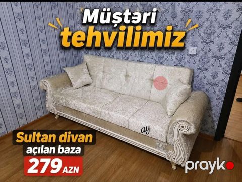 Sultan divan – açılan baza Klassik üslubda, naxışlı taxta dekorlu — Mehdiabad