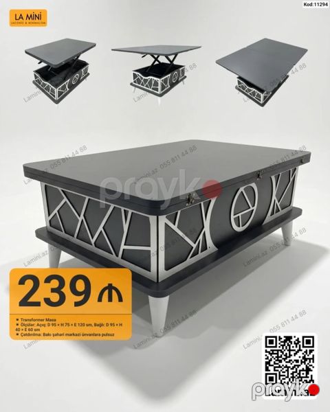Kod: 11294 Transformer Masa – çoxfunksiyalı qaldırılan üstlü masa — Bakı