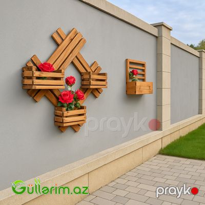 Taxta dibçək (Əl işi) 053 — Bağ dekorasiyası, Bakı (2)