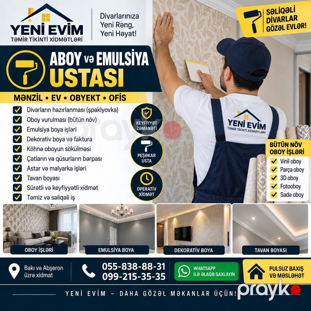 Yeni Evim — Mənzil, Villa və Ofis Təmiri — Təmir xidmətləri, Bakı (6)