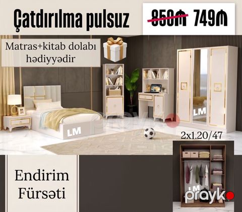 Gənc oda ÇARPAYI+DOLAB+Yazı masası Yeni və sifarişlə Qiymət — Bakı