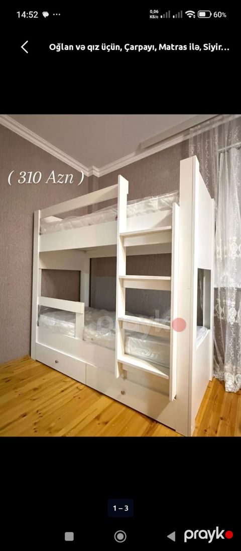 Oğlan və qız üçün, Yeni, Çarpayı, Matras ilə, Siyirməli, Laminat — Bakı