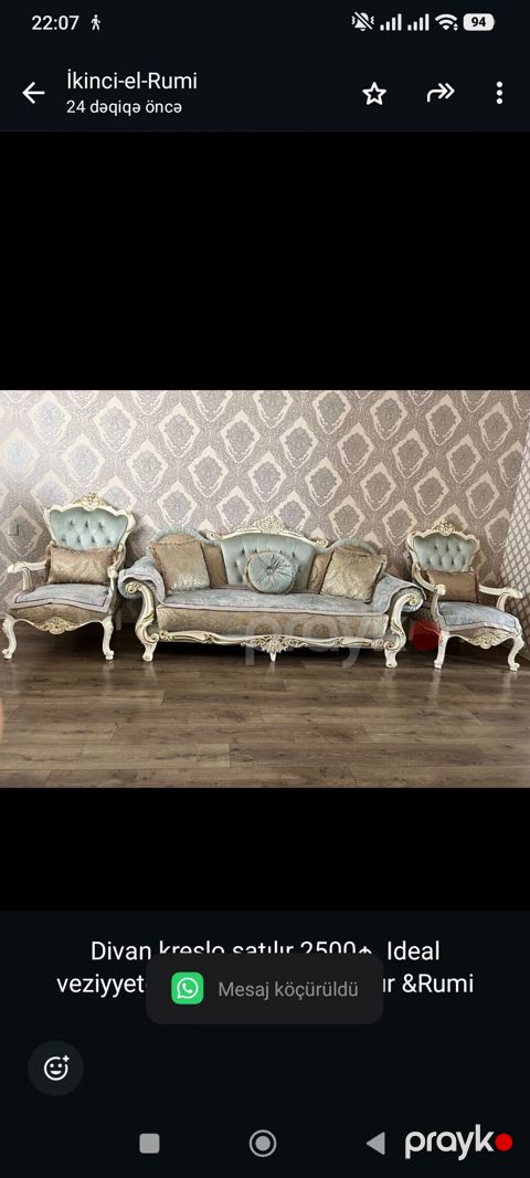 Divan kreslo satılır 2500₼. Ideal veziyyetdedi. Ünvan Qaraçuxur — Bakı