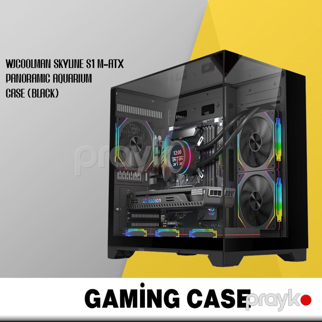 Gaming case "WjCoolman Skyline S1 M-Atx Panoramic Aquarium Case (White)" — Kompüterlər və noutbuklar, Bakı (9)