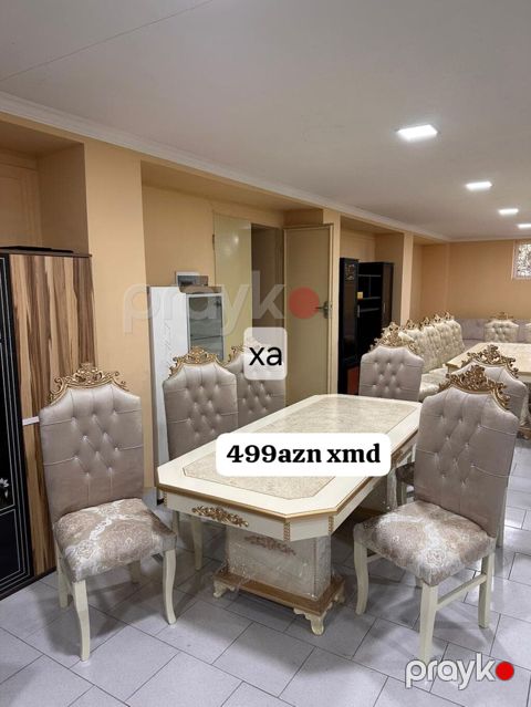 Klassik üslubda yemək otağı dəsti - Tərkib: düzbucaqlı süfrə + 6 ədəd — Xırdalan