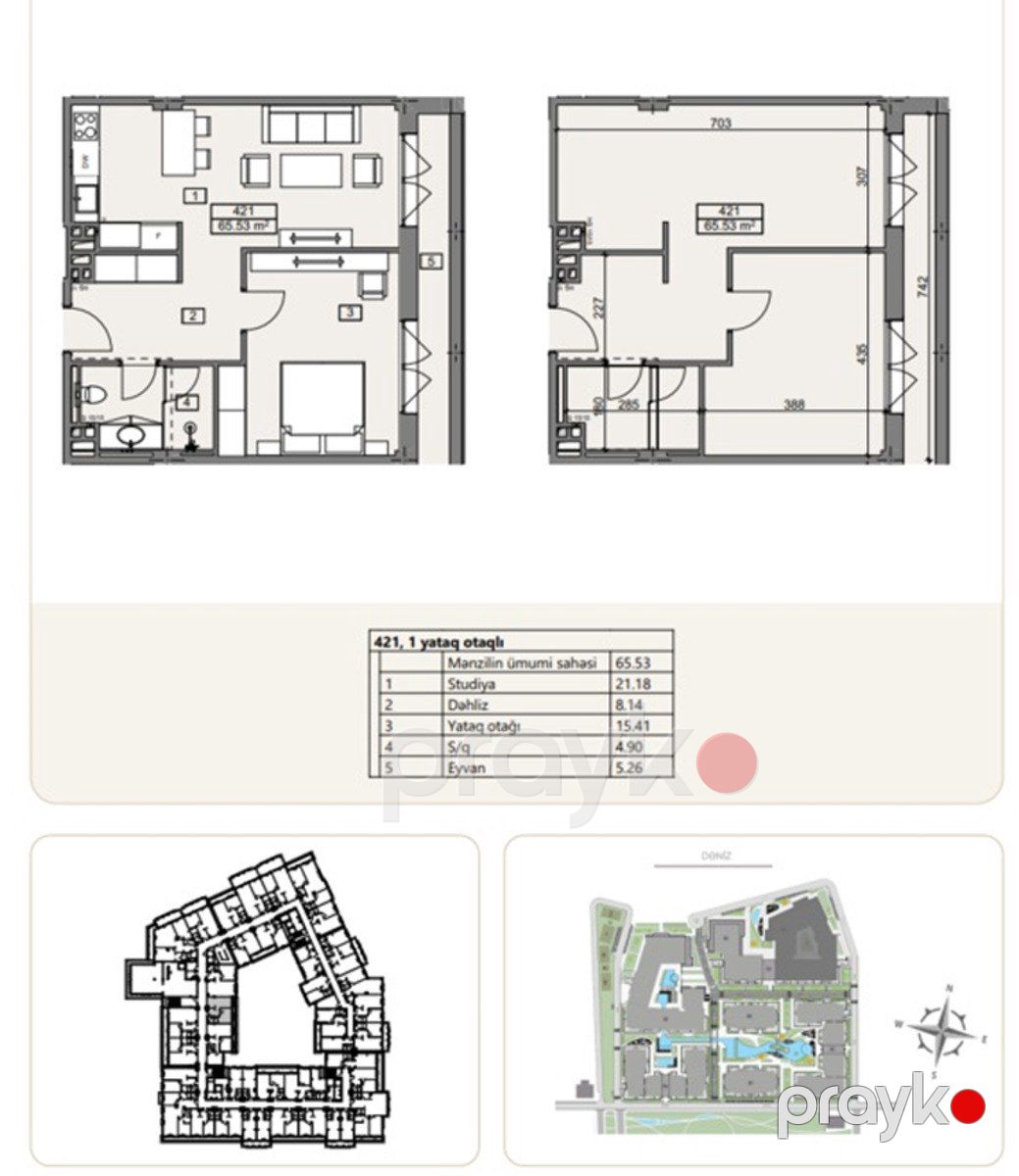 Satılır 2 otaqlı yeni tikili 66 m² — Mənzil, Bakı (9)