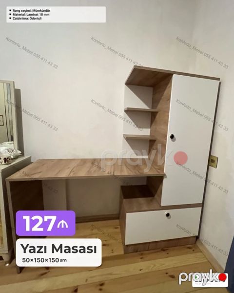 Künc masa, Stulsuz, Polkalı, Siyirməli, Teksturalı laminat — Bakı