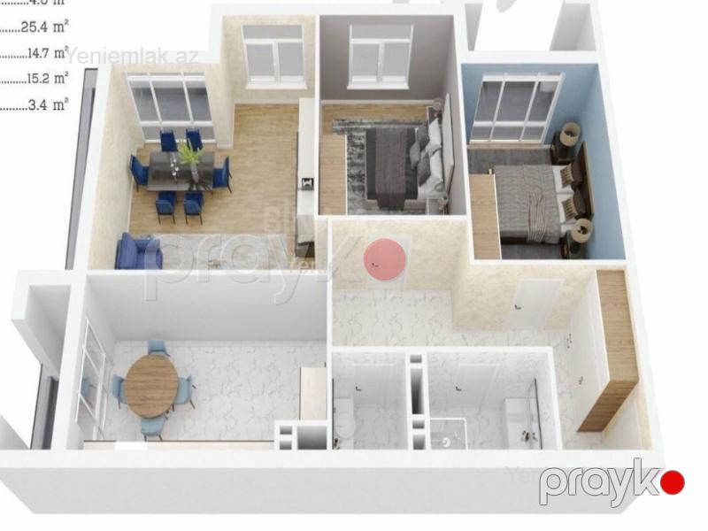 Satılır 3 otaqlı Bina evi menzil (Yeni tikili), 110 m², Binəqədi rayonu — Mənzil, Bakı (2)