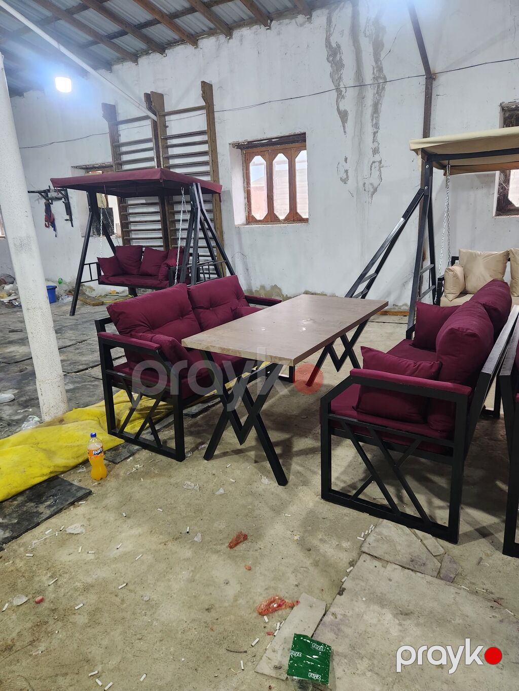 Metall karkaslı bağ/terras mebel dəsti - Tərkib: 1 ədəd düzbucaqlı — Mobilya dəstləri, Bakı (4)