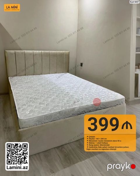 Məhsul: Çarpayı (Kod: 5847) - Ölçü: 160 200 sm - Mexanizm: Açılan — Bakı