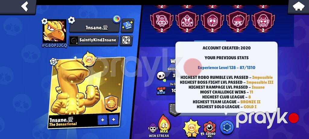 Kupa: 75,800+ Maksimum Səviyyə (11 lvl): 65 Brawler Skinlər (376): 18 — Digər, Bakı (2)